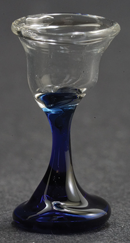 Dollhouse Miniature Wine Glass, Blue Stem